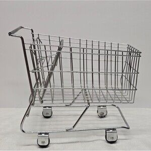 Kids Or Doll Toy Grocery Shopping Cart Silver Metallic Mini Cart